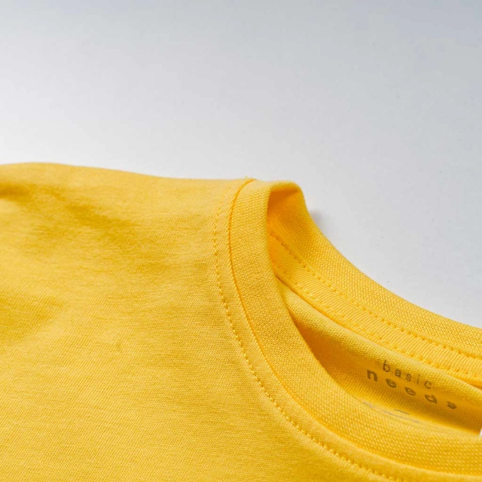Παιδική μπλούζα Name it για κορίτσια Just Chilling κίτρινο σχολείο καθημερινό κοντή μακό βαμβακερό ετών crop online (3)