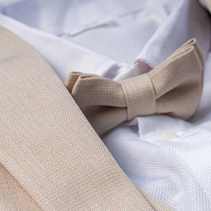Παιδικό κουστούμι για αγόρια Scissors μπεζ γάμο βάφτιση επίσημο κοστούμι παπιγιόν καλό ετών online (1)