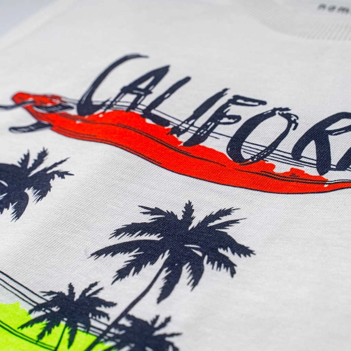 Παιδική μπλούζα Name it για αγόρια California άσπρο καθημερινή καλοκαιρινή μακό βαμβακερή άνετη ετών online (3)