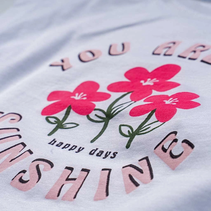 Παιδική μπλούζα Name it για κορίτσια Sunshine άσπρο σχολείο καθημερινό κοντή μακό βαμβακερό ετών crop online (2)