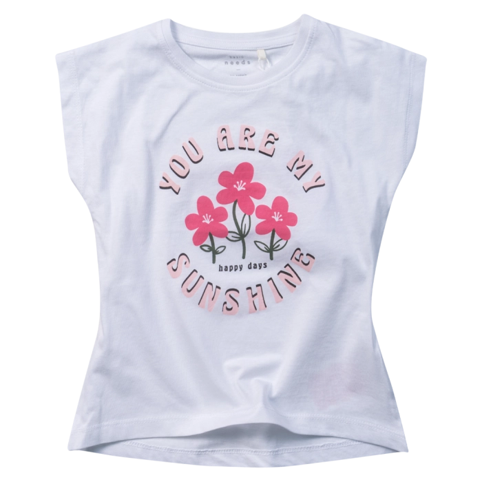 Παιδική μπλούζα Name it για κορίτσια Sunshine άσπρο σχολείο καθημερινό κοντή μακό βαμβακερό ετών crop online (1)