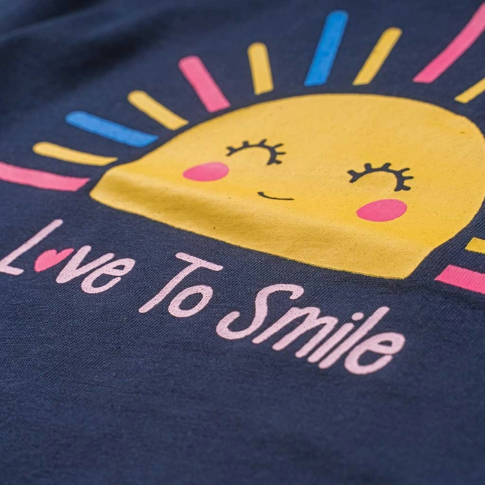 Παιδική μπλούζα Name it για κορίτσια Love to smile μπλε σχολείο καθημερινό κοντή μακό βαμβακερό ετών crop online (2)