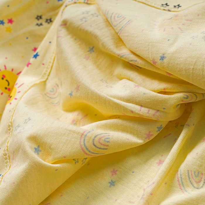 Παιδικό φόρεμα Name it για κορίτσια Rainbow κίτρινο καλοκαιρινό οικονομικό βαμβακερό μακό ετών online (1)