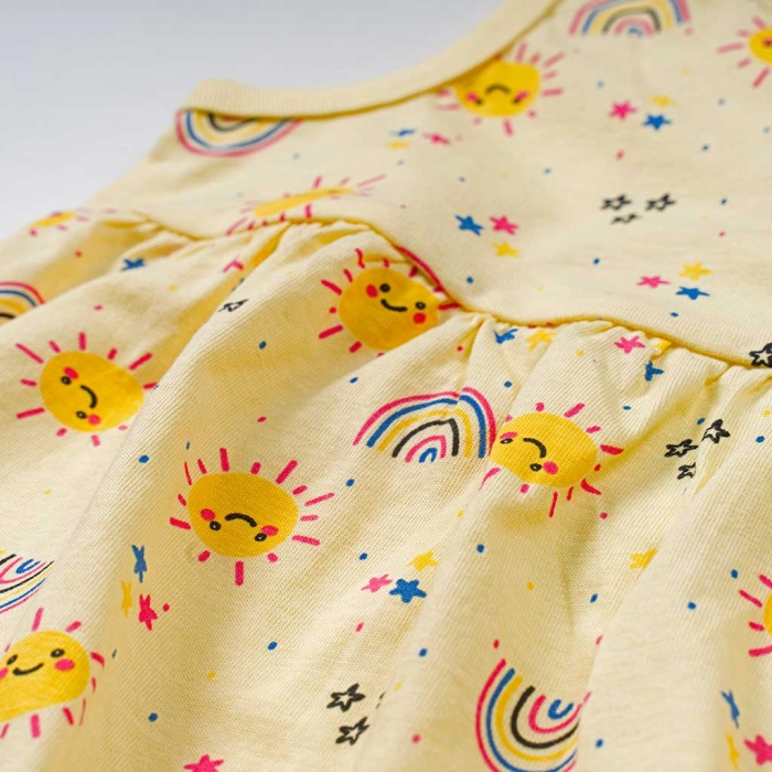 Παιδικό φόρεμα Name it για κορίτσια Rainbow κίτρινο καλοκαιρινό οικονομικό βαμβακερό μακό ετών online (3)