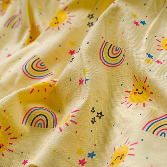 Παιδικό φόρεμα Name it για κορίτσια Rainbow κίτρινο καλοκαιρινό οικονομικό βαμβακερό μακό ετών online (4)