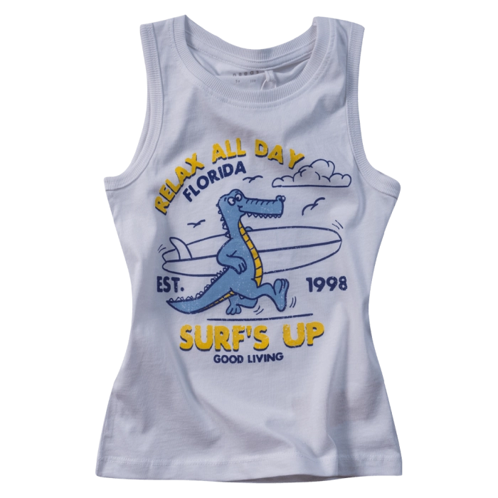 Παιδική μπλούζα Name it για αγόρια Surf Up άσπρο καθημερινή καλοκαιρινή μακό βαμβακερή άνετη ετών online (1)