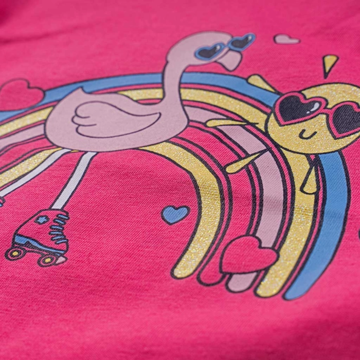 Παιδική μπλούζα Name it για κορίτσια Flamingo Roller φούξια σχολείο καθημερινό κοντή μακό βαμβακερό ετών crop online (2)
