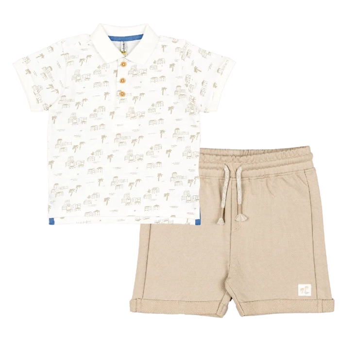Βρεφική μπλούζα losan για αγόρια Island άσπρο πόλο καθημερινό βόλτα βαμβακερό καλοκαιρινό μηνών polo online  (2) | Βρεφική βερμούδα Losan για αγόρια pal μπεζ καθημερινό καλοκαιρινό σορτς μηνών online (4) 
