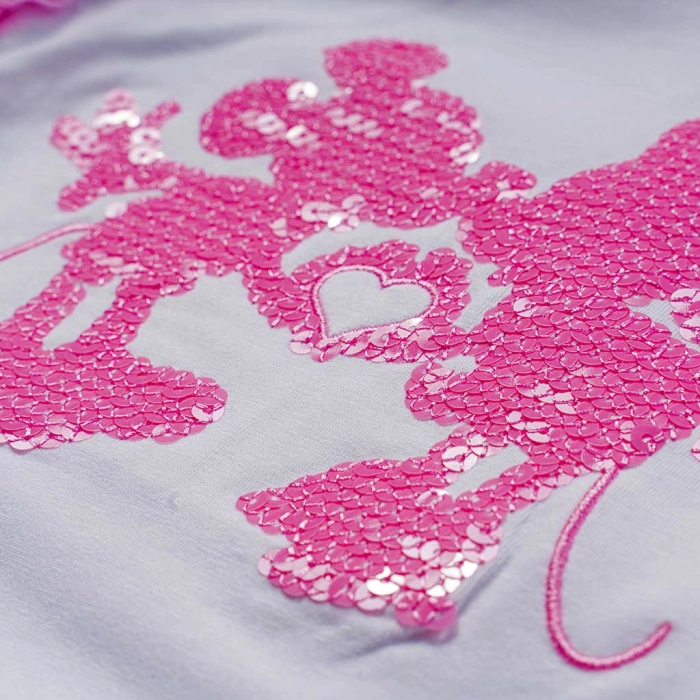 Παιδική μπλούζα Disney για κορίτσια Mouses ρόζ τούλι βόλτα καλοκαιρινή παγιέτες ετών casual online (2)