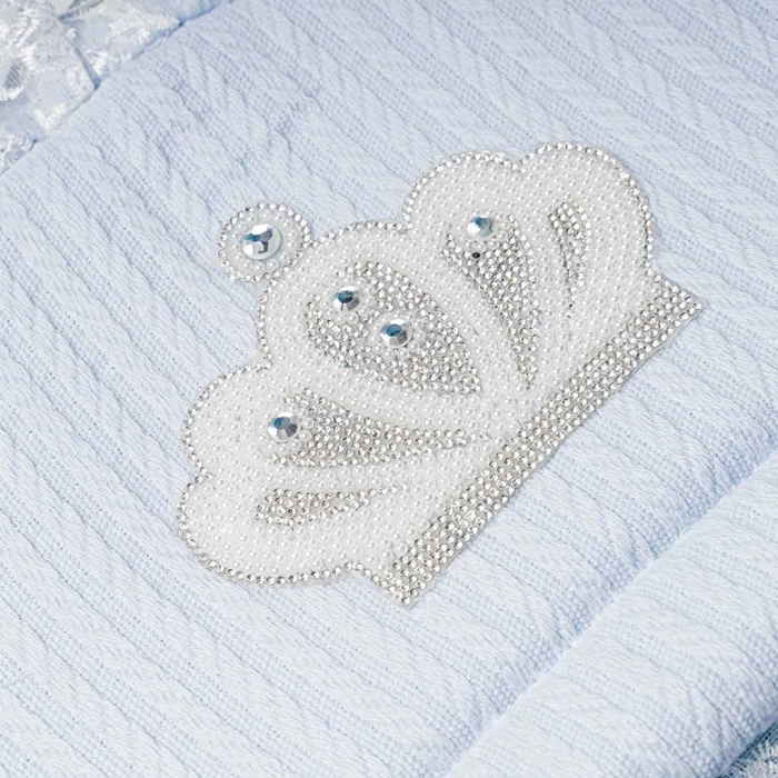 Βρεφική καλαθούνα για αγόρια Royal γαλάζιο βρεφικές καλαθουνες  στέμμα βαμβακερά μαιευτήριο νεογέννητα μηνών (19)