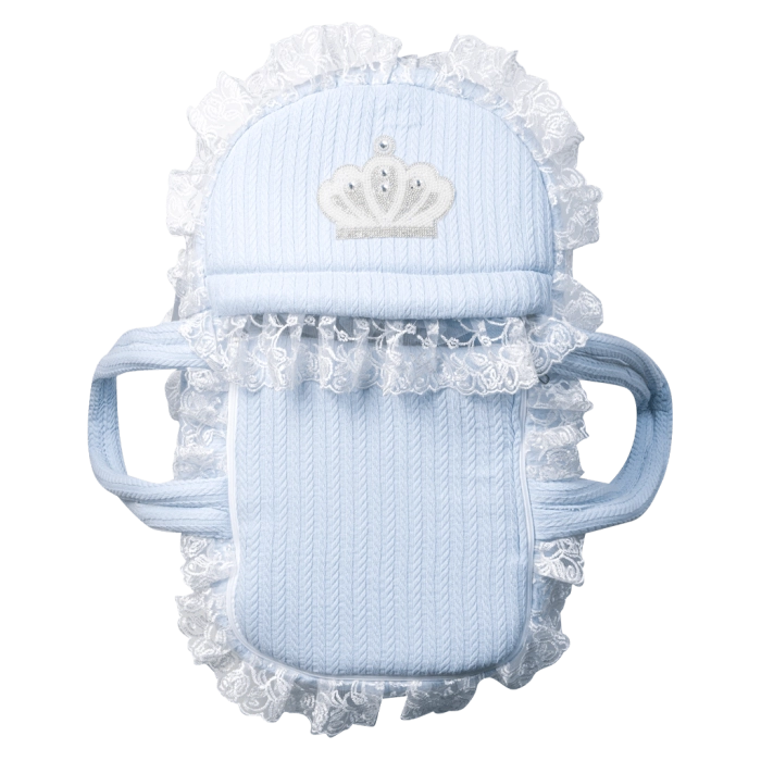 Βρεφική καλαθούνα για αγόρια Royal γαλάζιο βρεφικές καλαθουνες  στέμμα βαμβακερά μαιευτήριο νεογέννητα μηνών (19)