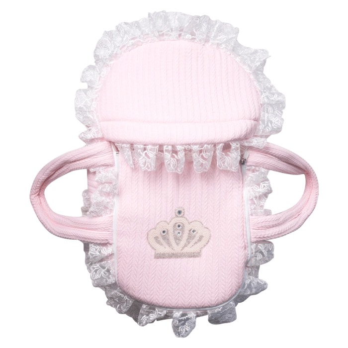 Βρεφική καλαθούνα για κορίτσια Queen ροζ  βρεφικές καλαθουνες στέμμα βαμβακερά μαιευτήριο νεογέννητα μηνών (9)