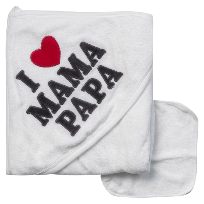 Βρεφική μπουρνουζοπετσέτα για κορίτσια Mama Papa άσπρο βαμβακερές παιδικές πετσέτες μπάνιο online (1)