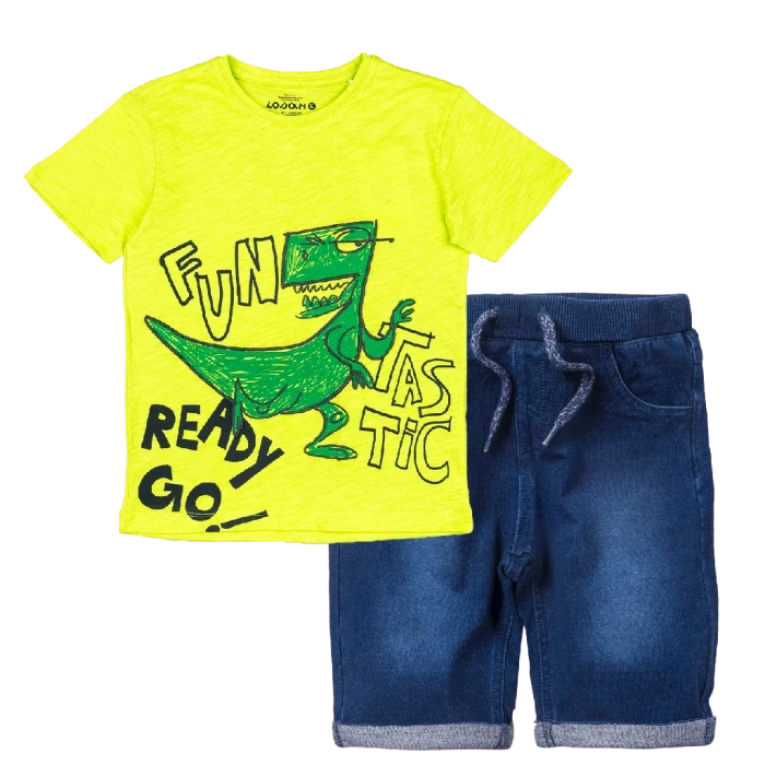 Παιδική μπλούζα Losan για αγόρια Fun Dino λαχανί καθημερινή καλοκαιρινή μακό βαμβακερή ετών online δεινόσαυρος (2) | Παιδική βερμούδα τζιν Losan για αγόρια summer kids μπλε μοντέρνες βερμούδες καλοκαιρινές jean ετών 