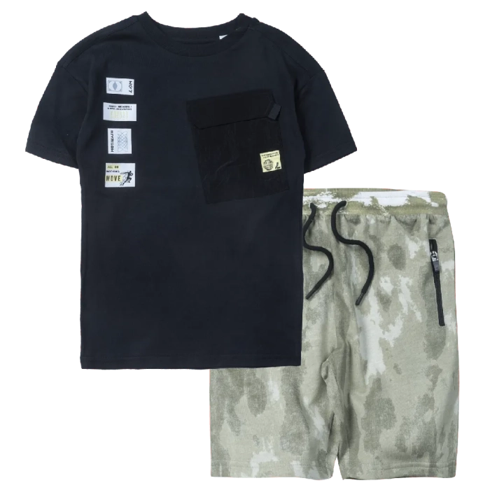 Παιδική μπλούζα Losan για αγόρια move μαύρο αγορίστικες κοντομάνικες καλοκαιρινές μπλούζες tshirt ετών | Παιδική βερμούδα Losan για αγόρια army χακί αγορίστικες καλοκαιρινές αθλητικές μοντέρνες βερμούδες ετών 