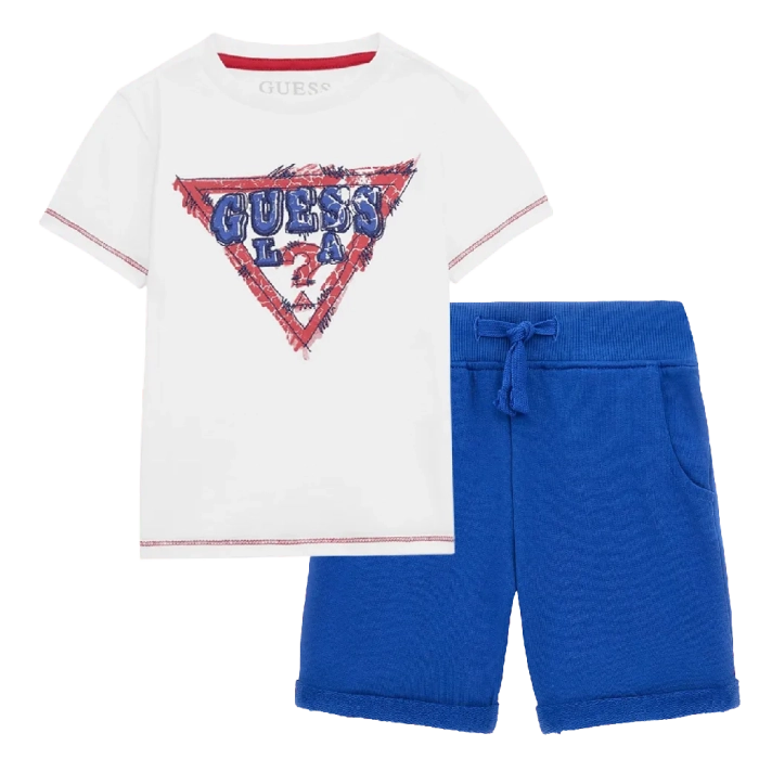 Παιδική μπλούζα Guess για αγόρια Farley άσπρο επώνυμη καλοκαιρινή μακό άνετη ετών online (3) | Παιδική βερμούδα Guess για αγόρια Lucky μπλε  8-18 καλοκαιρινή μακό επώνυμη αθλητική ετών online (2) 