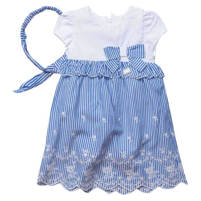 Βρεφικό φόρεμα Εβίτα για κορίτσια Marine μπλε καλοκαιρινό βόλτα γιορτή μηνών μωρό κορδέλα μηνών online (1)