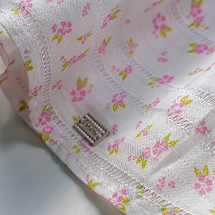 Βρεφικό φόρεμα Εβίτα για κορίτσια Manolia άσπρο καλοκαιρινό βόλτα γιορτή μηνών μωρό κορδέλα μηνών online (2)