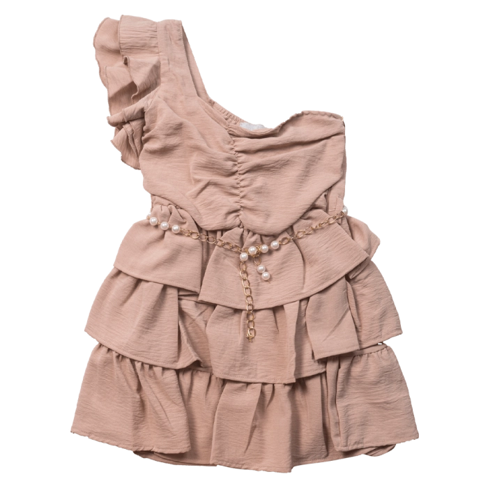 Παιδικό φόρεμα Εβίτα για κορίτσια Fresh μπεζ καλό αέρινο καλοκαιρινό βολάν ετών online (1)
