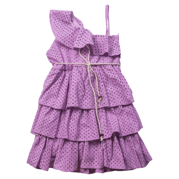 Παιδικό φόρεμα Εβίτα για κορίτσια Mona μωβ καλό αέρινο καλοκαιρινό βολάν ετών online (1)