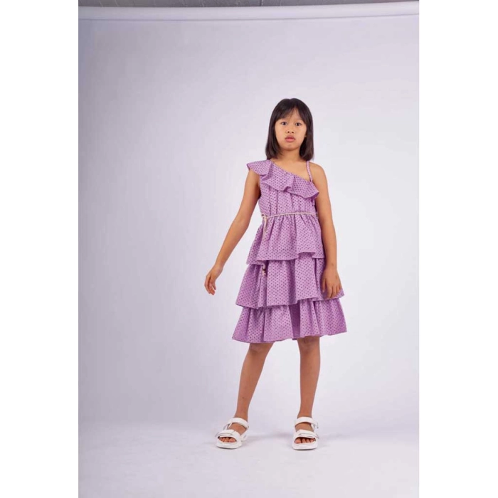 Παιδικό φόρεμα Εβίτα για κορίτσια Mona μωβ καλό αέρινο καλοκαιρινό βολάν ετών online