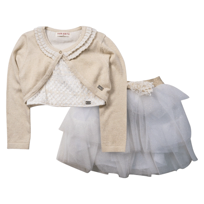 Παιδικό σετ Εβίτα για κορίτσια Cute άσπρο φούστα βόλτα ρομαντικό γιορτή ετών casual online (1)