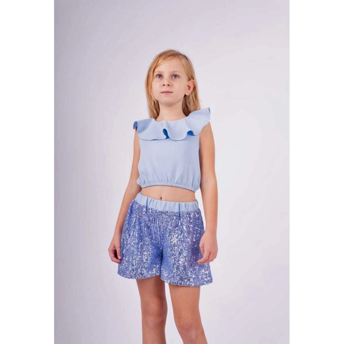 Παιδικό σετ Εβίτα για κορίτσια Sequin γαλάζιο βόλτα καλοκαιρινά παγιέτες εφηβικό ετών online (6)
