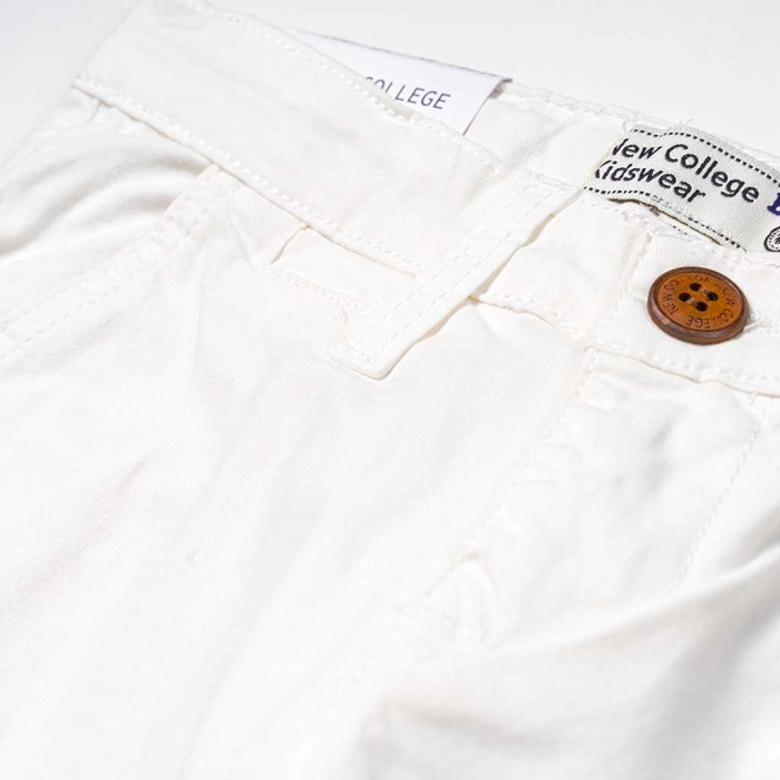 Παιδικό παντελόνι New College για αγόρια άσπρο παντελόνια με τσέπες υφασμάτινο chinp ετών online (2)