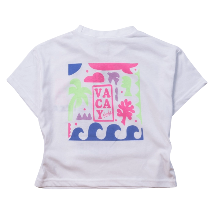 Παιδική μπλούζα Νew College για κορίτσια Vacay άσπρο κοριτσίστικα καλοκαιρινά μπλουζάκια μοντέρνα ελληνικά ετών (2)