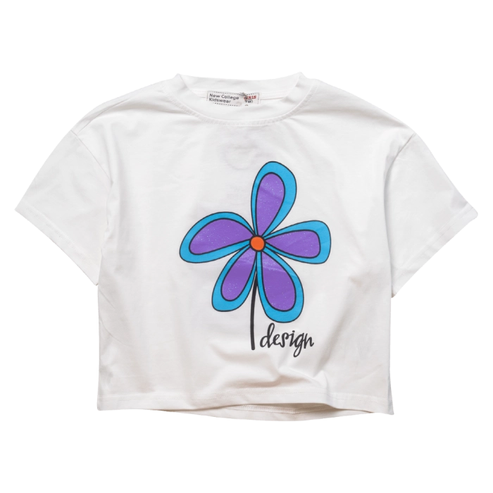 Παιδική μπλούζα Νew College για κορίτσια Design άσπρο κοριτσίστικα καλοκαιρινά μπλουζάκια μοντέρνα ελληνικά ετών (5)
