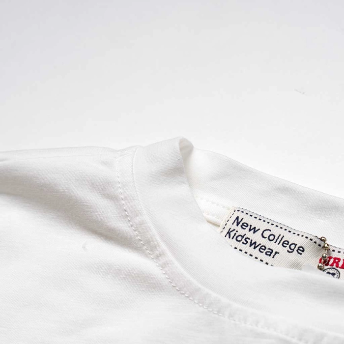 Παιδική μπλούζα Νew College για κορίτσια Design άσπρο κοριτσίστικα καλοκαιρινά μπλουζάκια μοντέρνα ελληνικά ετών (8)