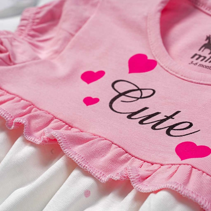 Βρεφικό φορμάκι Hashtag για κορίτσια Cute ροζ καθημερινά καλοκαιρινά φορμάκια κορδέλα σετ μηνών online (2)