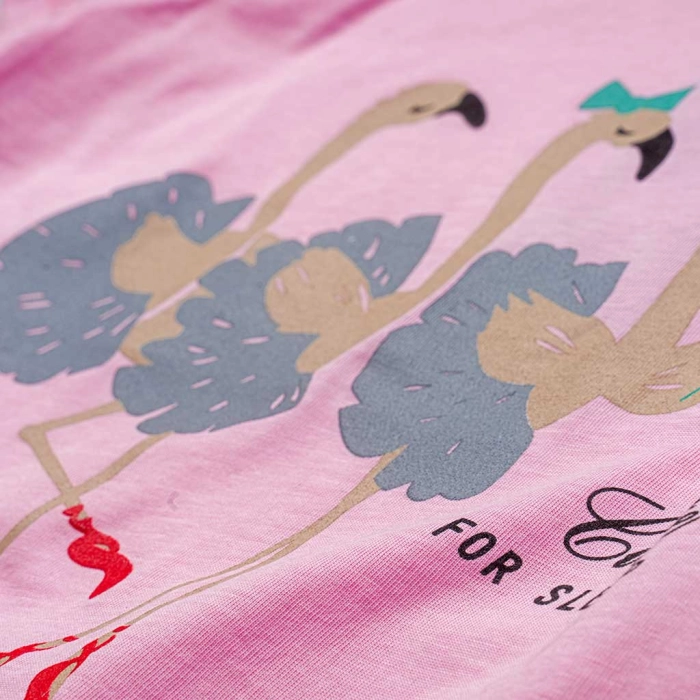 Παιδική πιτζάμα Εβίτα για κορίτσια Flamingo ροζ καλοκαιρινές πιτζάμες μακό κοντομάνικες βαμβακερές ετών online (2)