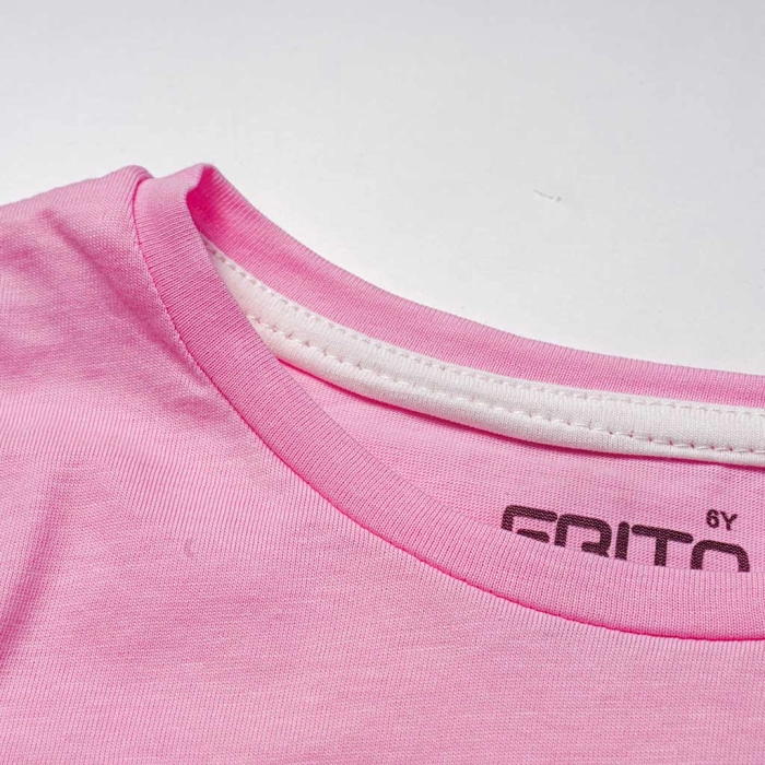 Παιδική πιτζάμα Εβίτα για κορίτσια Flamingo ροζ καλοκαιρινές πιτζάμες μακό κοντομάνικες βαμβακερές ετών online (4)