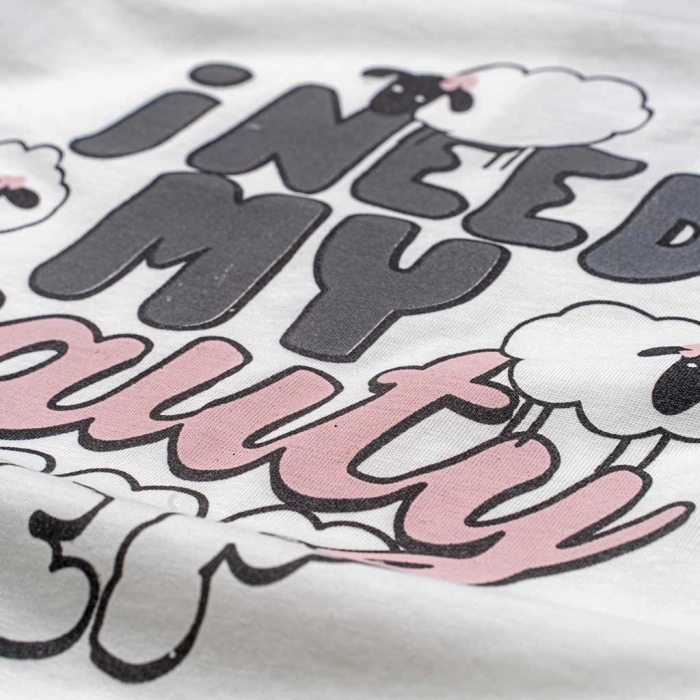 Παιδική πιτζάμα Εβίτα για κορίτσια Sheep άσπρο καλοκαιρινές πιτζάμες μακό κοντομάνικες βαμβακερές ετών online (3)
