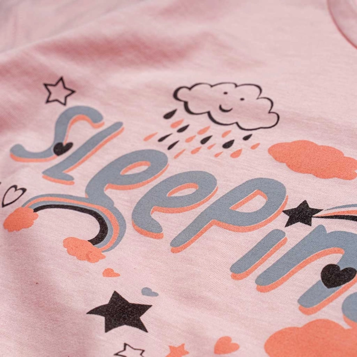 Παιδική πιτζάμα Εβίτα για κορίτσια Sleeping σομόν καλοκαιρινές πιτζάμες μακό κοντομάνικες βαμβακερές ετών online (3)