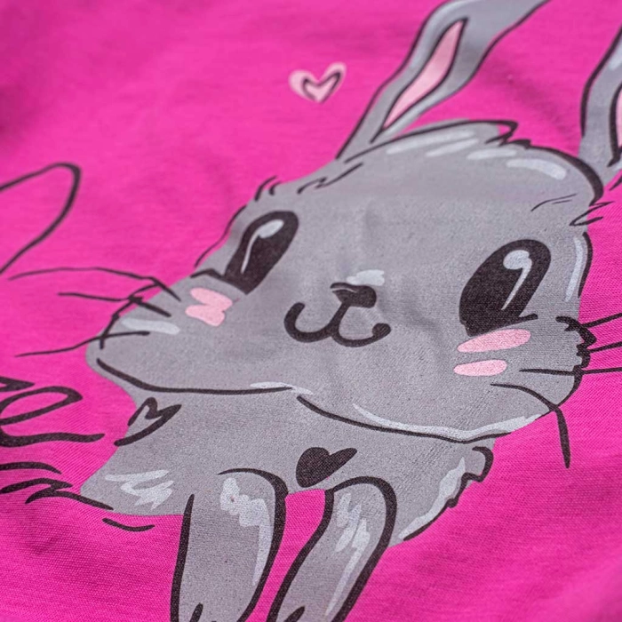 Παιδική πιτζάμα Εβίτα για κορίτσια Rabbit φούξια καλοκαιρινές πιτζάμες μακό κοντομάνικες βαμβακερές ετών online (3)