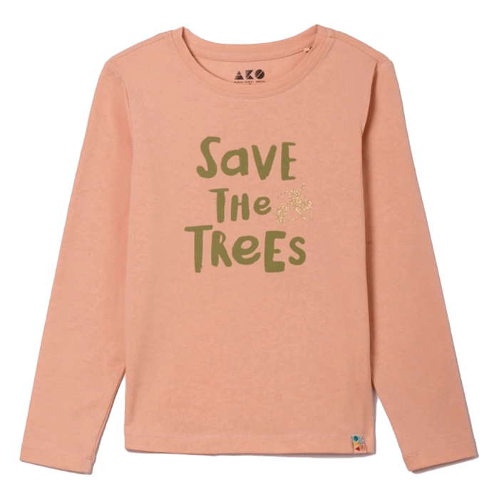 Παιδική μπλούζα ΑΚΟ για κορίτσια Save trees σόμον ψιλές μπλούζες ανοιξιάτικες λεπτές ετών