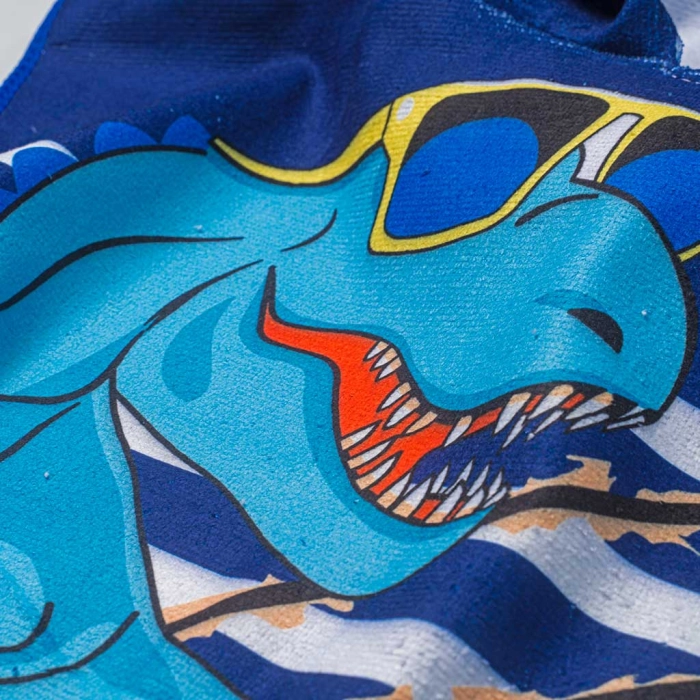 Παιδικό πόντσο θαλάσσης πετσέτα για αγόρια Dino Surfer μπλε μπουρνουζοπετσέτα κουκούλα δεινόσαυρος παραλία ετών online (2)