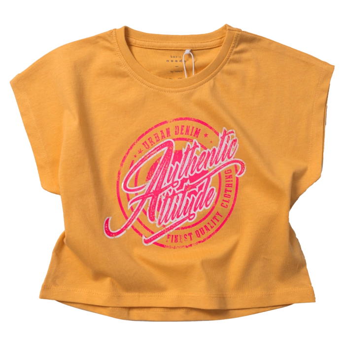 Παιδική μπλούζα Name it για κορίτσια Authentic πορτοκαλί κοντή σχολείο καθημερινό μακό βαμβακερό ετών crop online (1)