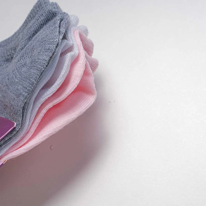 3 Παιδικές κάλτσες σοσόνια για κορίτσια Tobillero γκρί άσπρο ροζ καθημερινές κοριτσίστικες online (1)