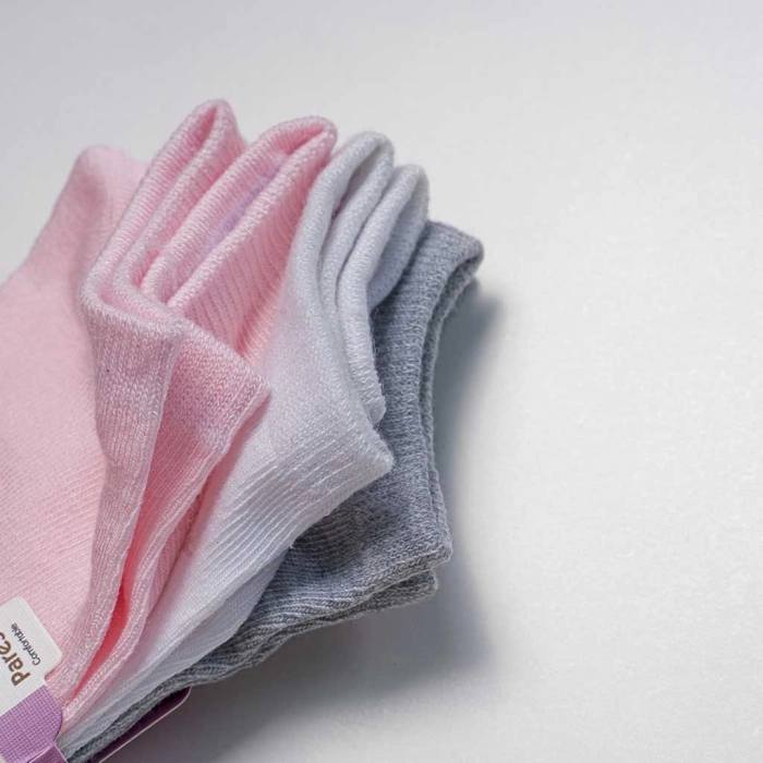 3 Παιδικές κάλτσες σοσόνια για κορίτσια Tobillero γκρί άσπρο ροζ καθημερινές κοριτσίστικες online (2)