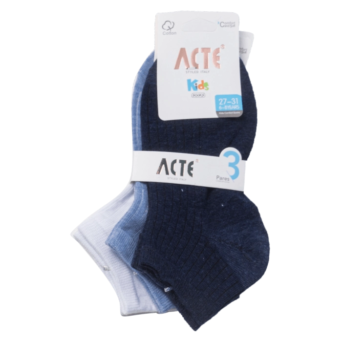 3 Παιδικές κάλτσες για αγόρια Acte μπλε ραφ άσπρο καθημερινές αγορίστικες online (1)