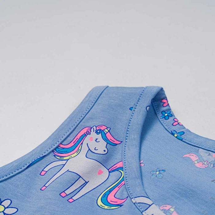 Παιδικό φόρεμα Name it για κορίτσια Unispring γαλάζιο καλοκαιρινό μονόκερος οικονομικό βαμβακερό μακό ετών online (2)