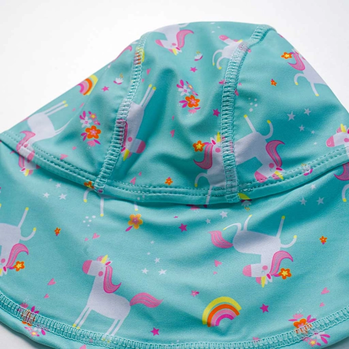 Βρεφικό καπέλο Losan για κορίτσια Unicorns γαλάζιο μονόκερος καθημερινά καλοκαιρινά ήλιο μηνών καπέλα online (1)