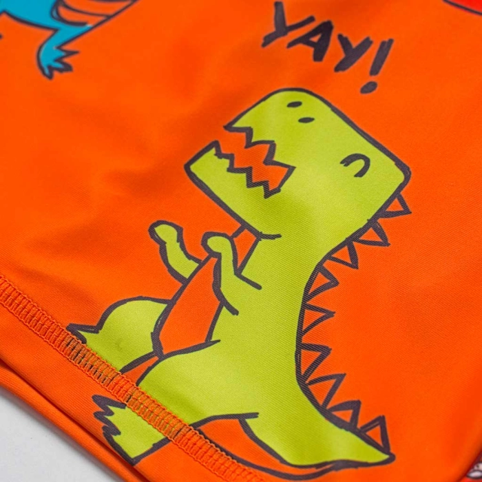 Βρεφική αντιηλιακή μπλούζα με προστασία uv Losan για αγόρια Dino πορτοκαλί δεινόσαυρος ήλιο θάλασσα βρεφικές (1)