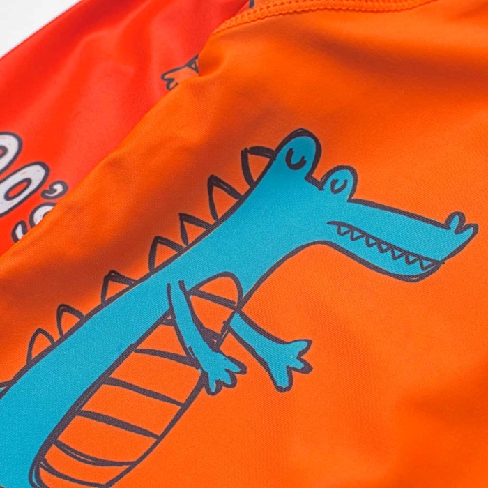 Βρεφική αντιηλιακή μπλούζα με προστασία uv Losan για αγόρια Dino πορτοκαλί δεινόσαυρος ήλιο θάλασσα βρεφικές (2)