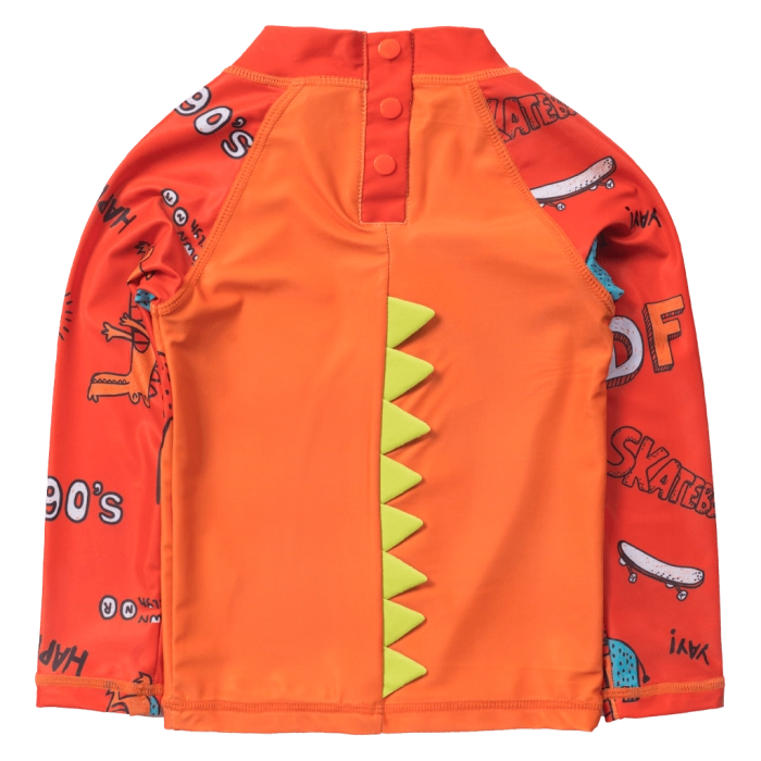 Βρεφική αντιηλιακή μπλούζα με προστασία uv Losan για αγόρια Dino πορτοκαλί δεινόσαυρος ήλιο θάλασσα βρεφικές (2)